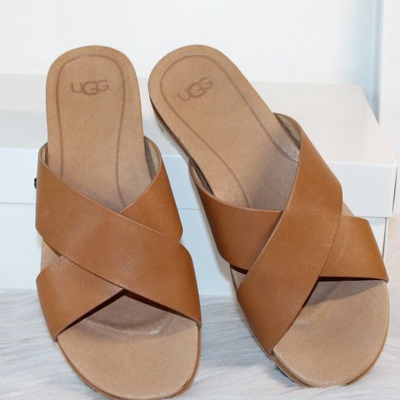 UGG Shoes Ugg Womens Kari Leather Sandals Natural 55m Poshmark